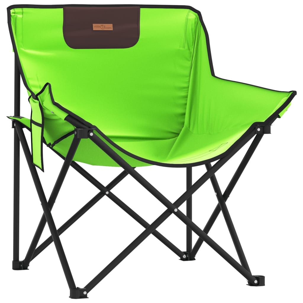 Campingstoelen 2 st met vakje inklapbaar groen