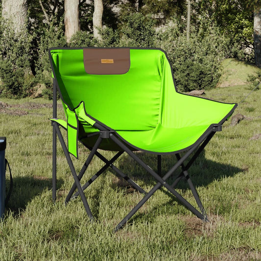 Campingstoelen 2 st met vakje inklapbaar groen