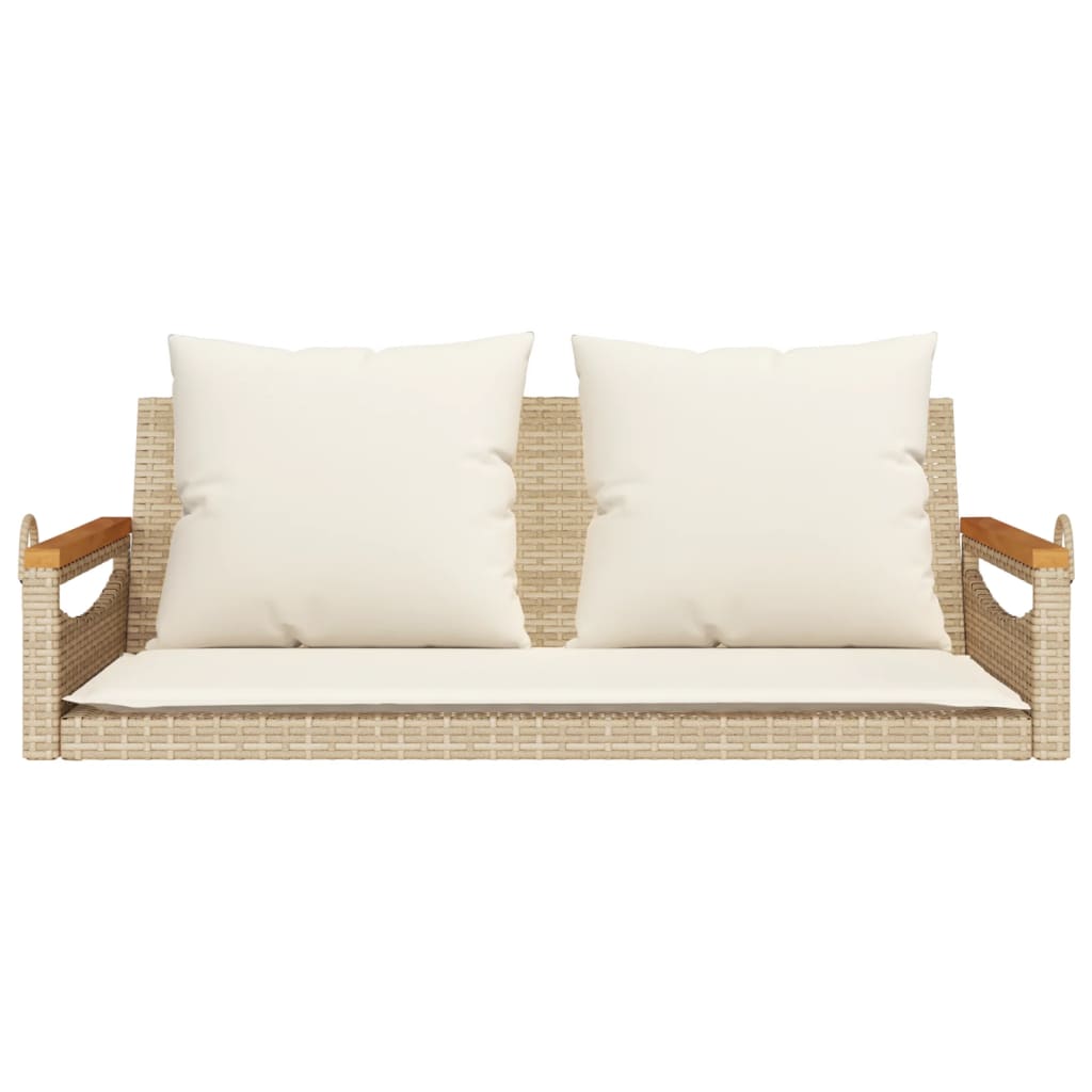 Schommelbank met kussens 109x62x40 cm poly rattan beige