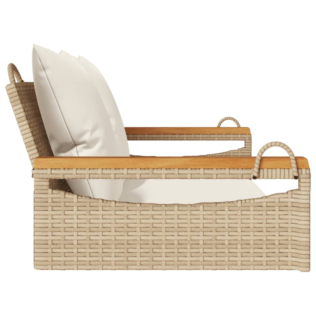 Schommelbank met kussens 109x62x40 cm poly rattan beige