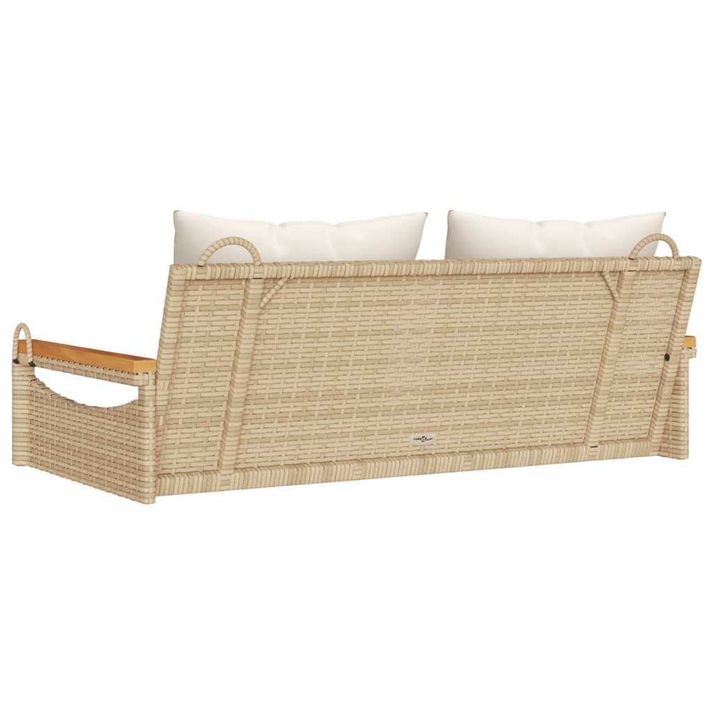 Schommelbank met kussens 109x62x40 cm poly rattan beige