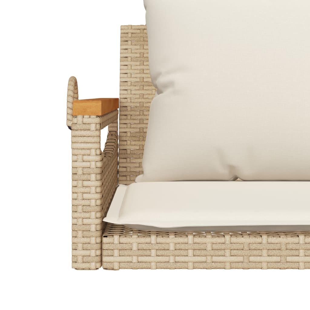 Schommelbank met kussens 109x62x40 cm poly rattan beige