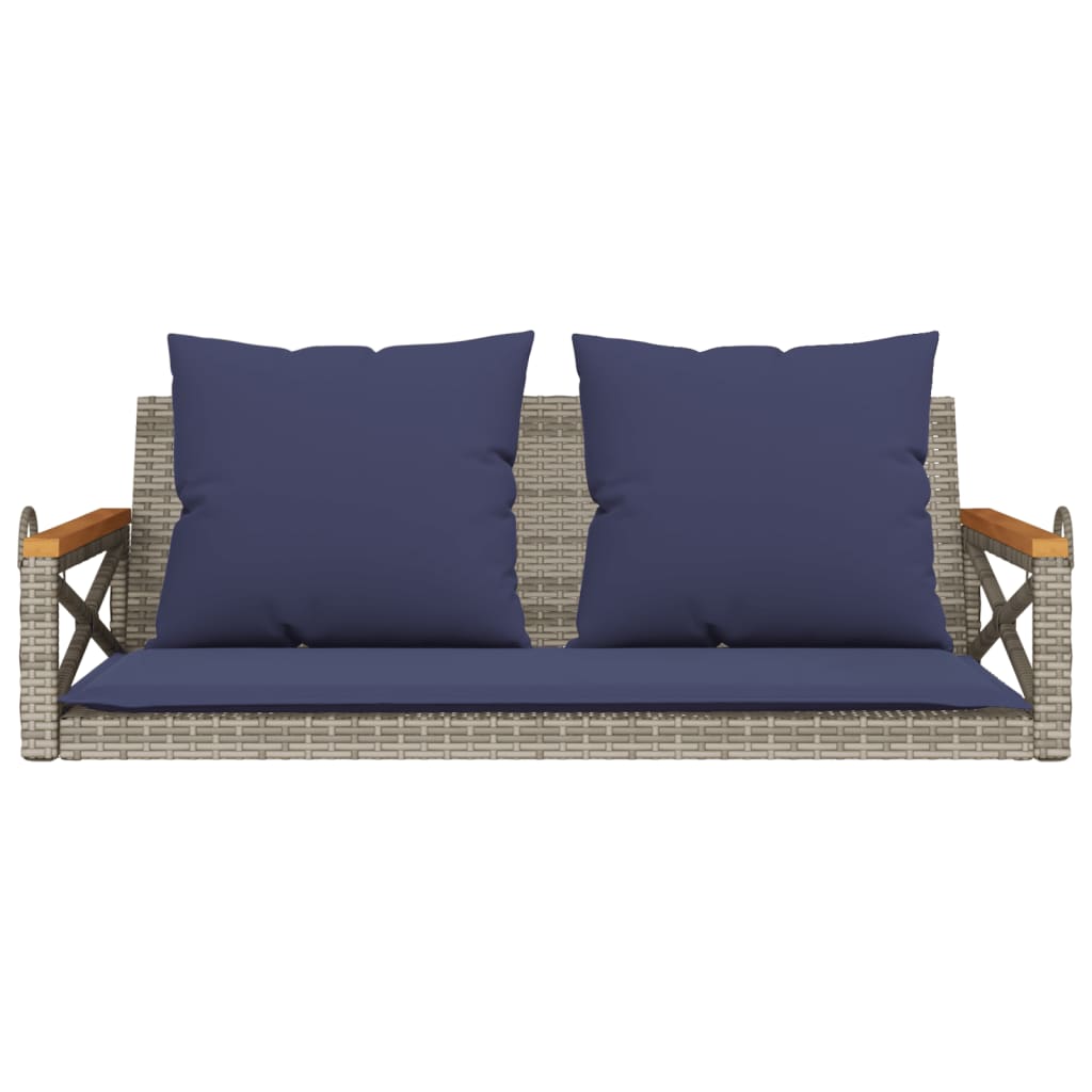 Schommelbank met kussens 109x62x40 cm poly rattan grijs