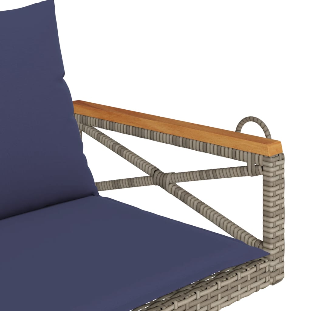 Schommelbank met kussens 109x62x40 cm poly rattan grijs