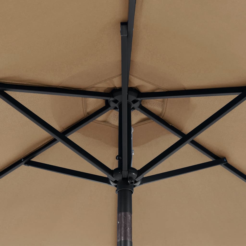 Parasol met LED's en stalen paal 225x225x212 cm taupe