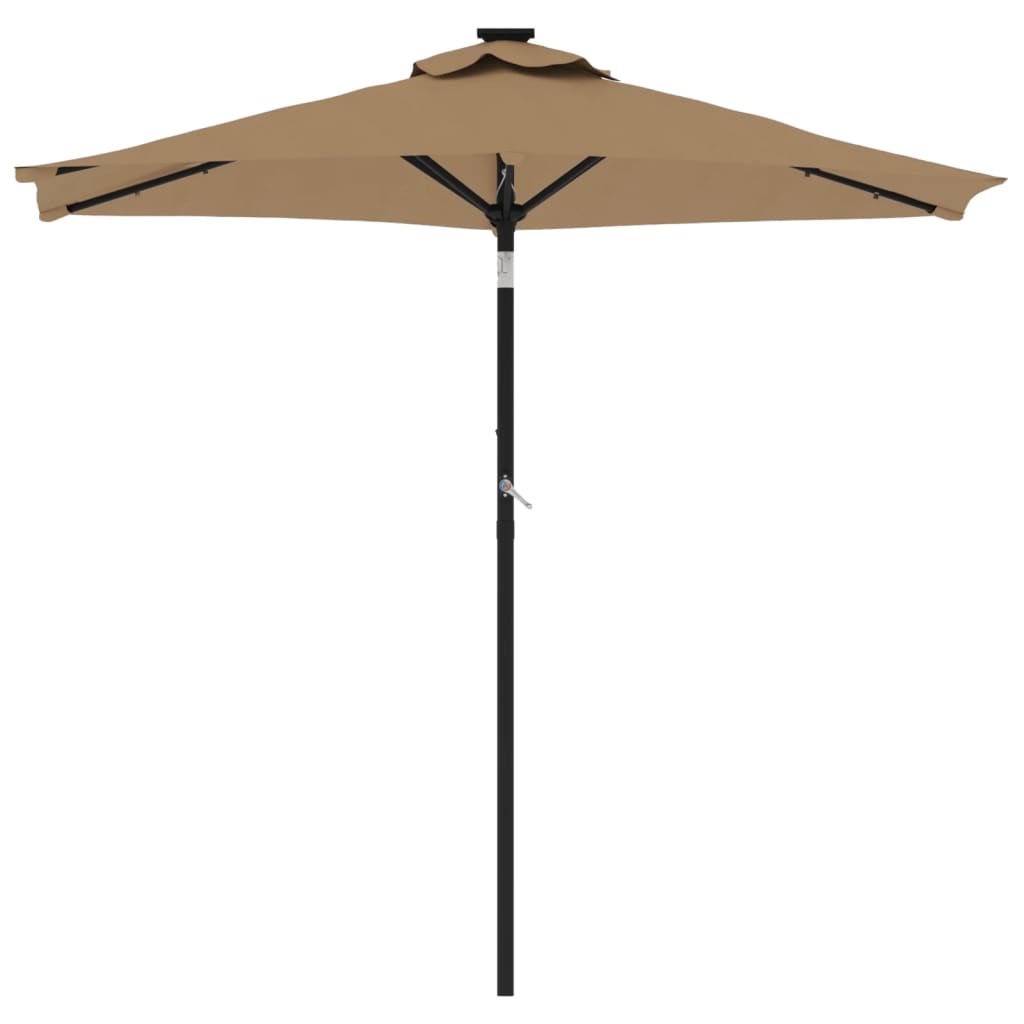 Parasol met LED's en stalen paal 225x225x212 cm taupe