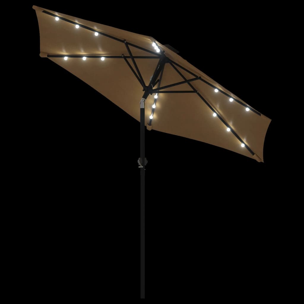 Parasol met LED's en stalen paal 225x225x212 cm taupe