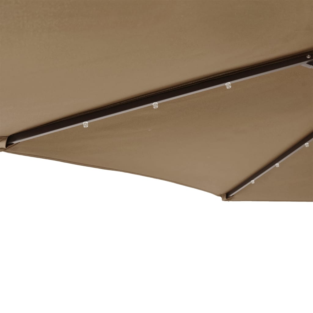 Parasol met LED's en stalen paal 225x225x212 cm taupe