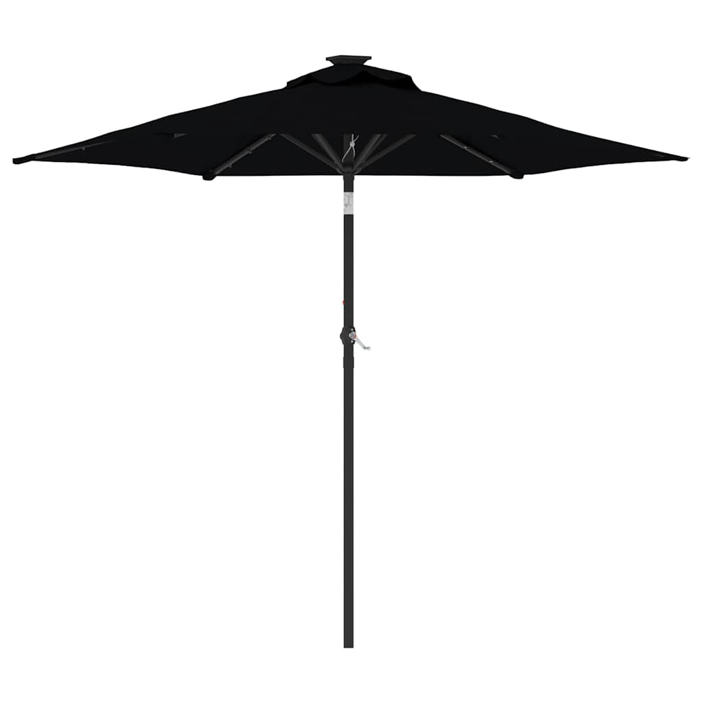 Parasol met LED's en stalen paal 225x225x212 cm zwart