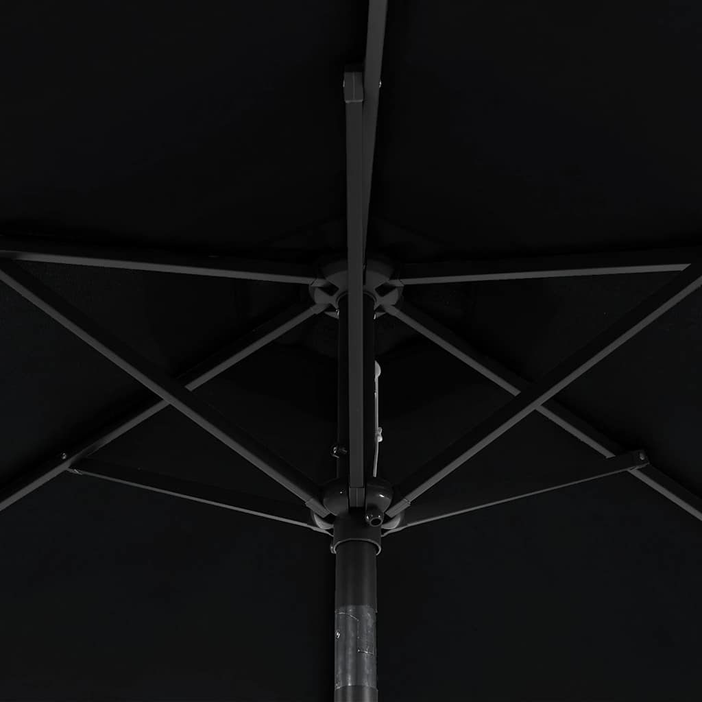 Parasol met LED's en stalen paal 225x225x212 cm zwart