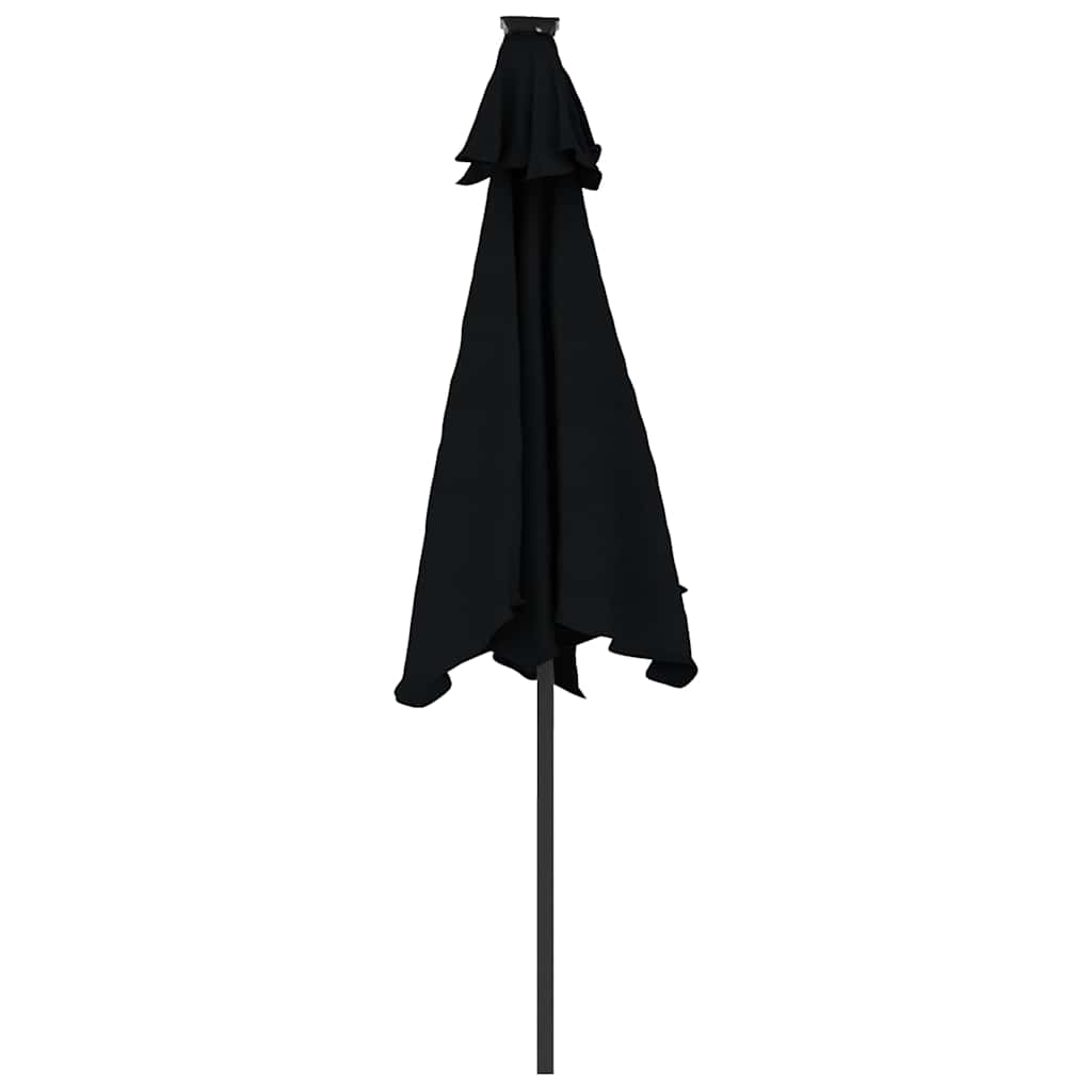 Parasol met LED's en stalen paal 225x225x212 cm zwart