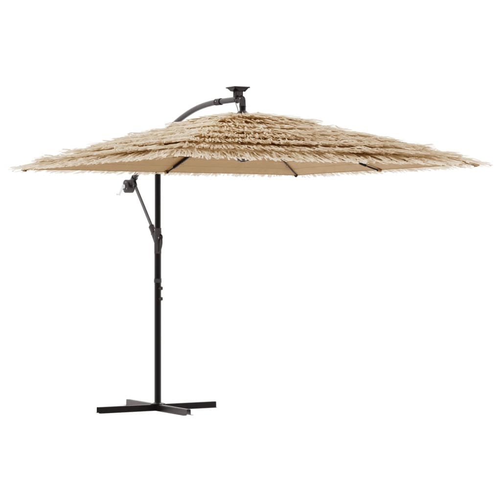 Parasol met LED's en stalen paal 246x246x230 cm bruin