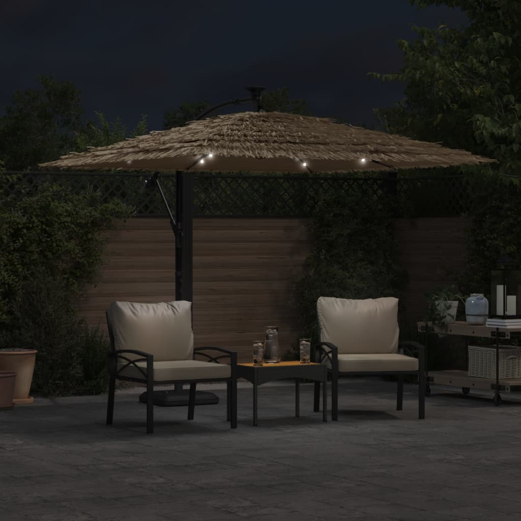 Parasol met LED's en stalen paal 246x246x230 cm bruin