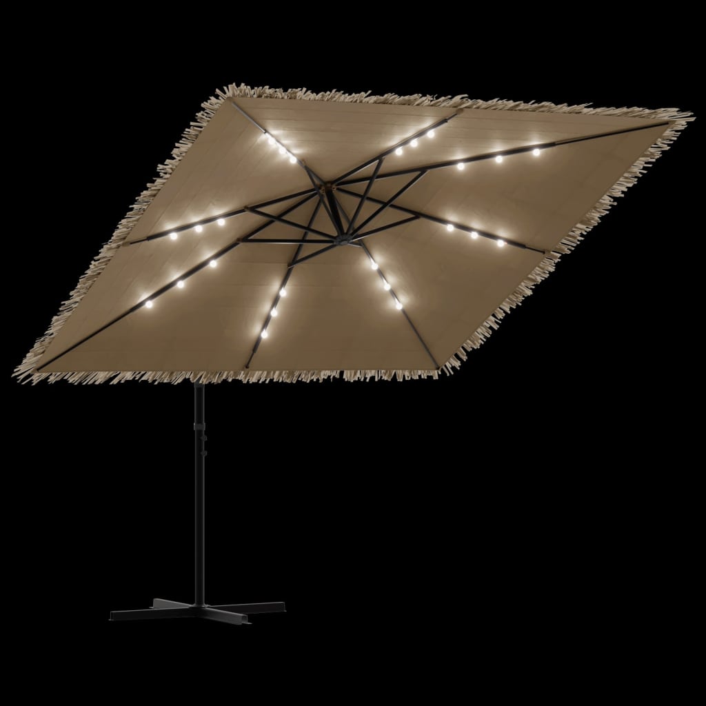 Parasol met LED's en stalen paal 246x246x230 cm bruin