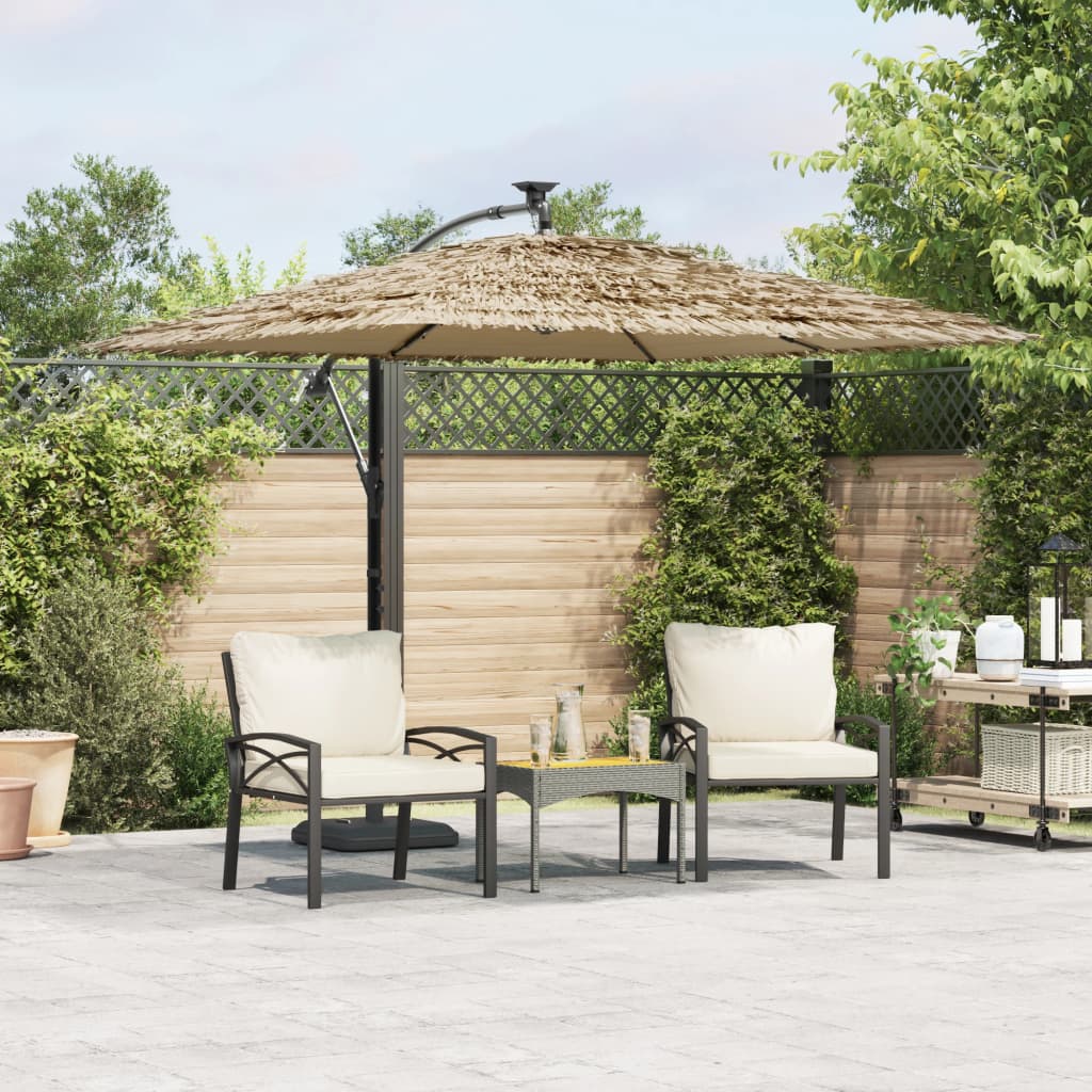 Parasol met LED's en stalen paal 246x246x230 cm bruin