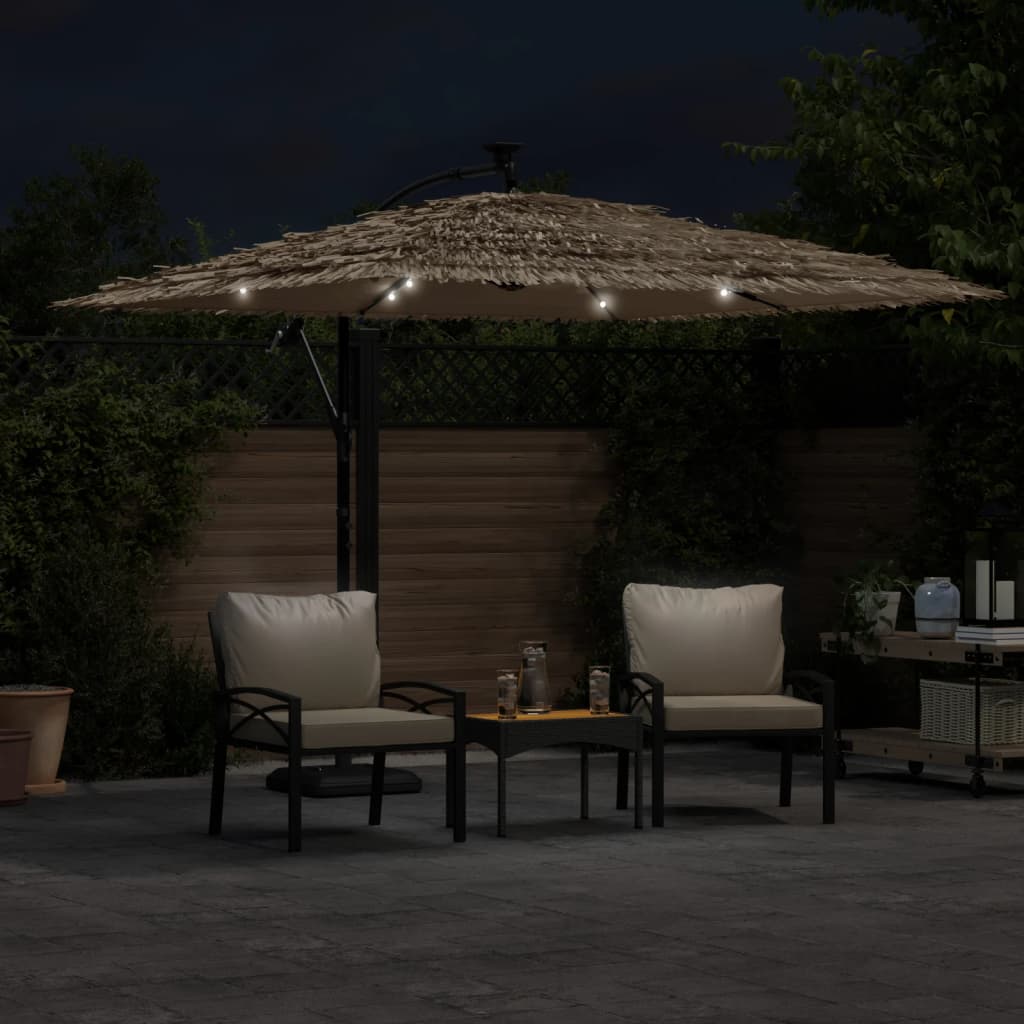 Parasol met LED's en stalen paal 269x269x235 cm bruin