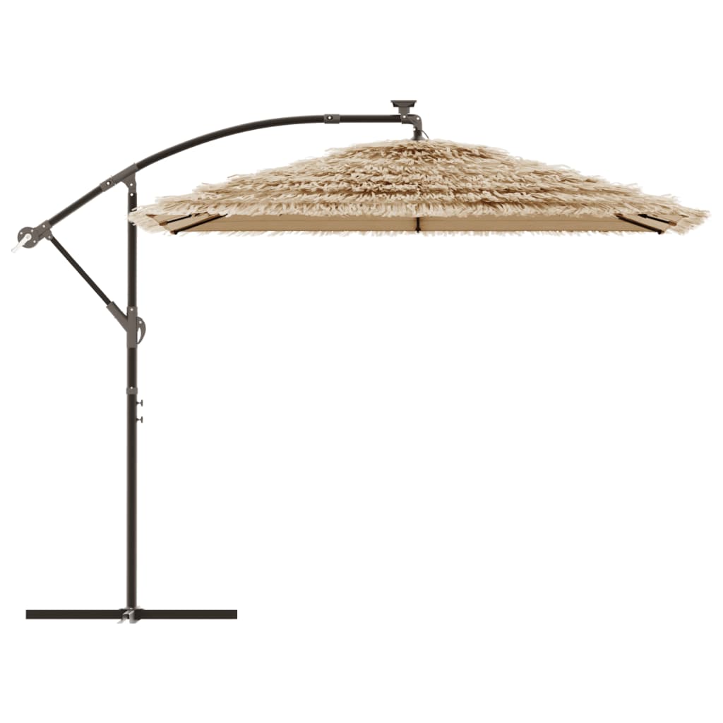 Parasol met LED's en stalen paal 269x269x235 cm bruin