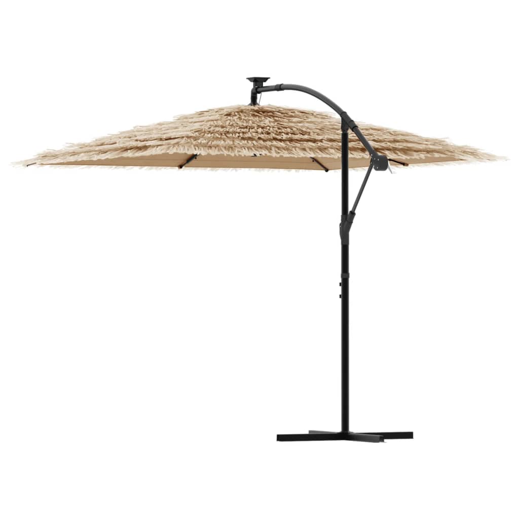 Parasol met LED's en stalen paal 269x269x235 cm bruin