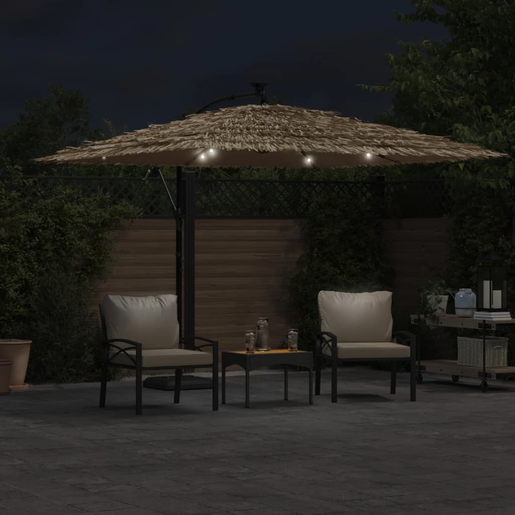 Parasol met LED's en stalen paal 290x290x238 cm bruin