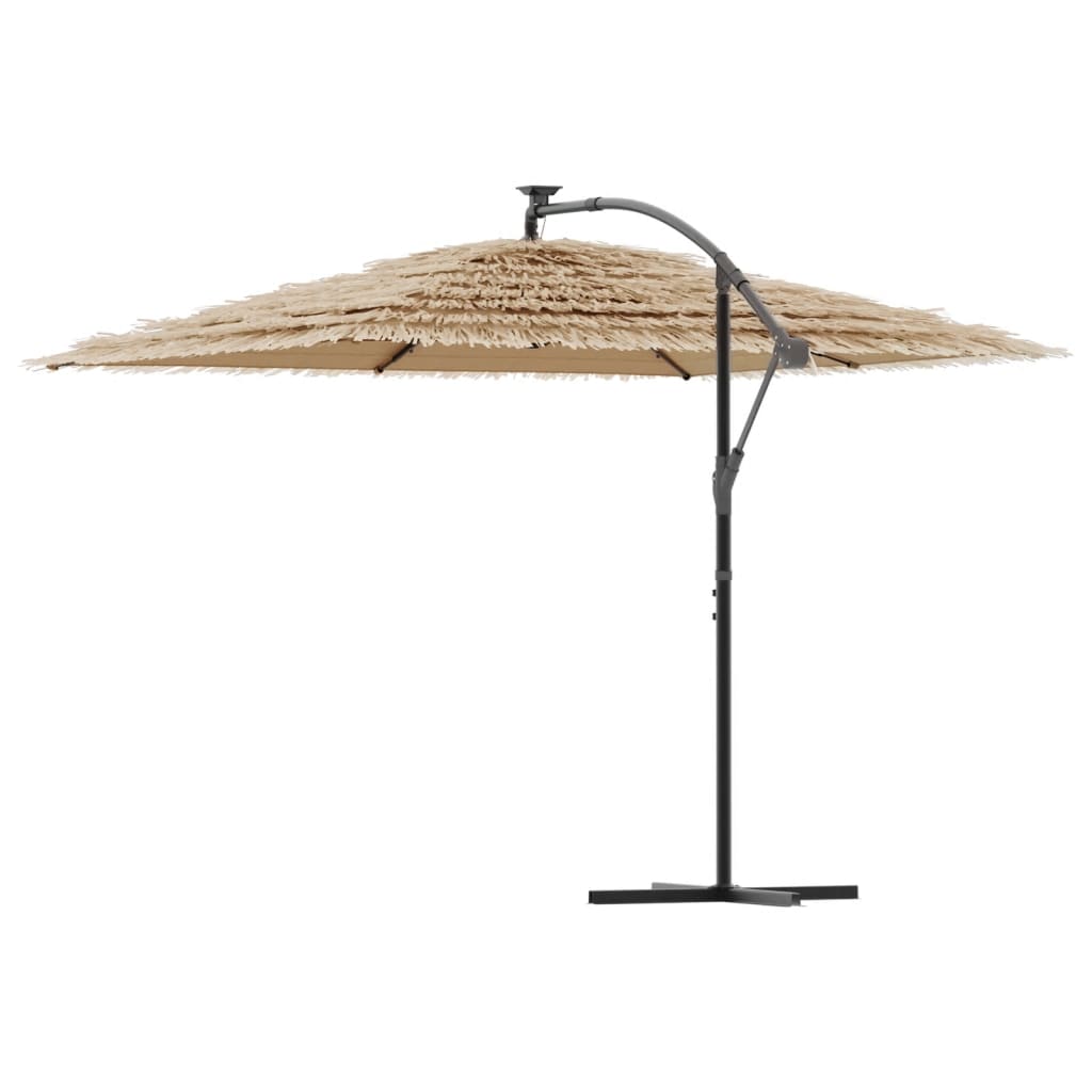 Parasol met LED's en stalen paal 290x290x238 cm bruin