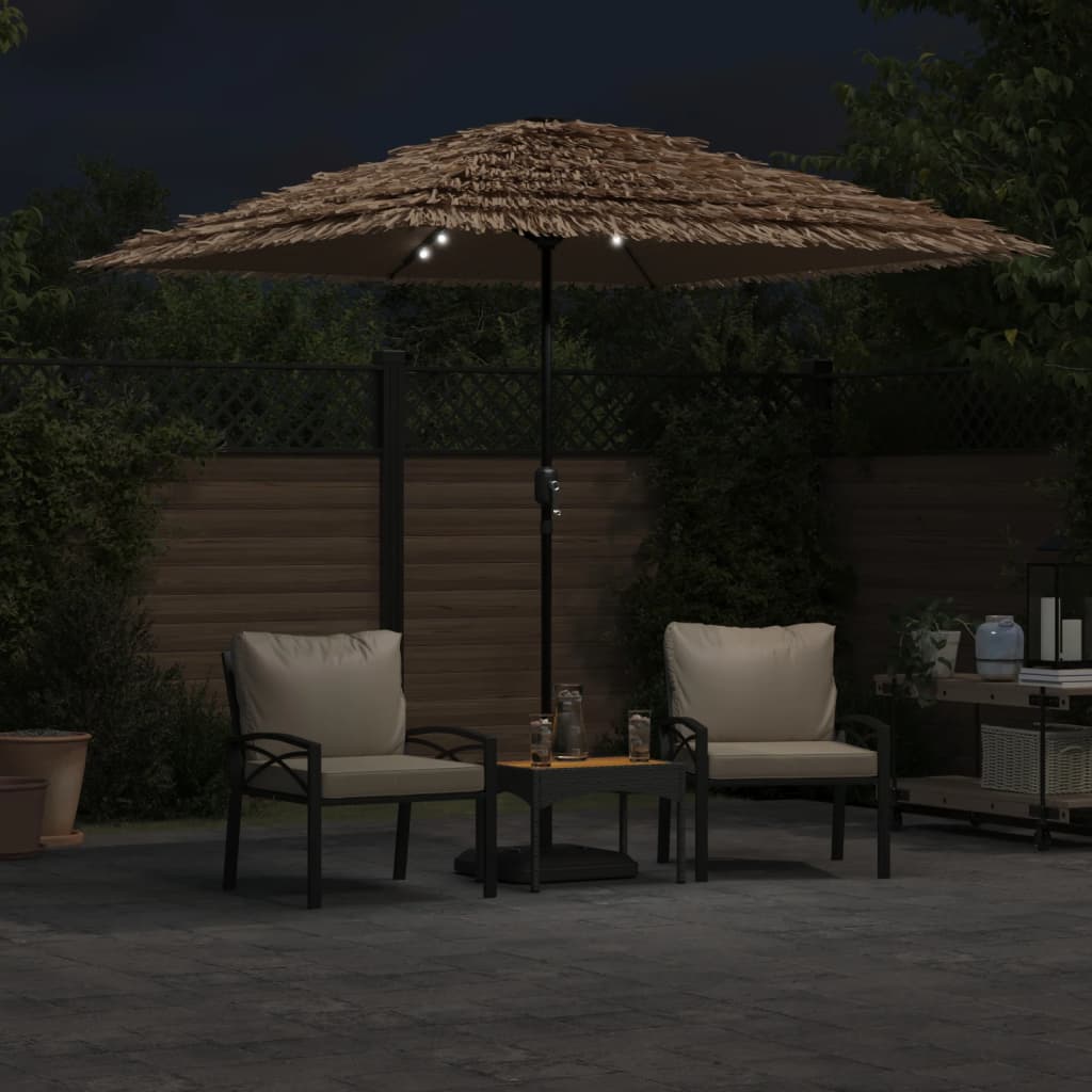 Parasol met LED's en stalen paal 248x248x248 cm bruin