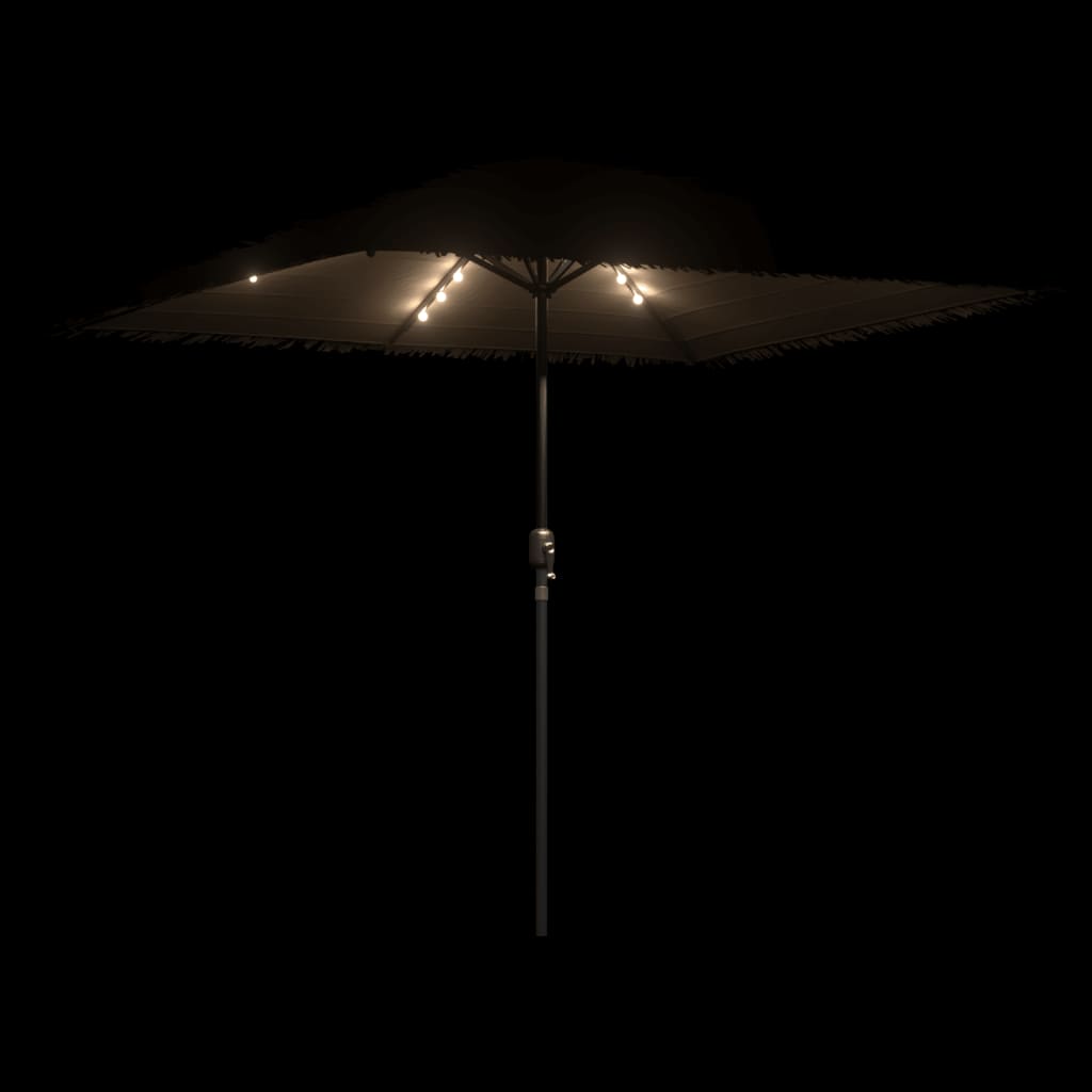 Parasol met LED's en stalen paal 248x248x248 cm bruin