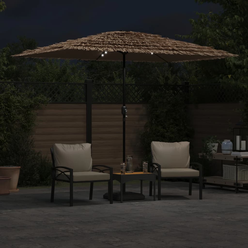 Parasol met LED's en stalen paal 300x200x250 cm bruin