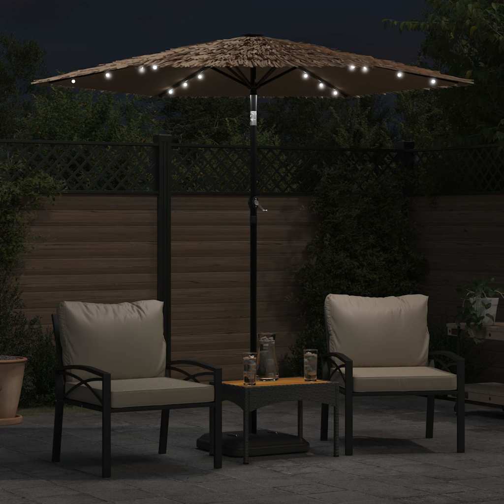 Parasol met LED's en stalen paal 223x223x213 cm bruin