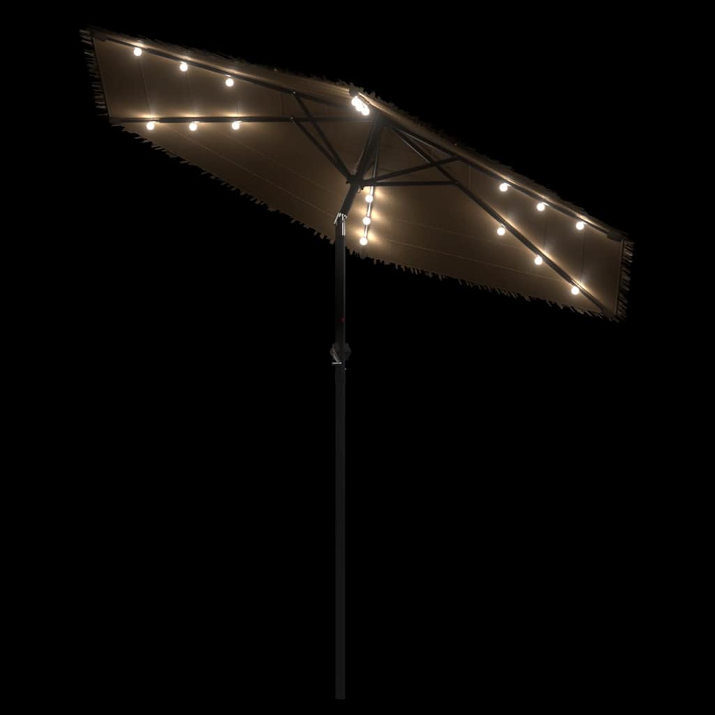 Parasol met LED's en stalen paal 223x223x213 cm bruin