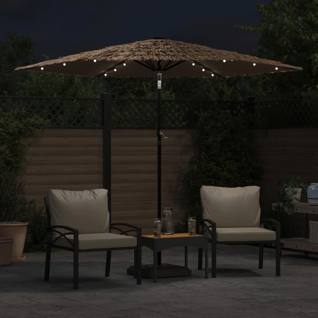 Parasol met LED's en stalen paal 268x268x226 cm bruin