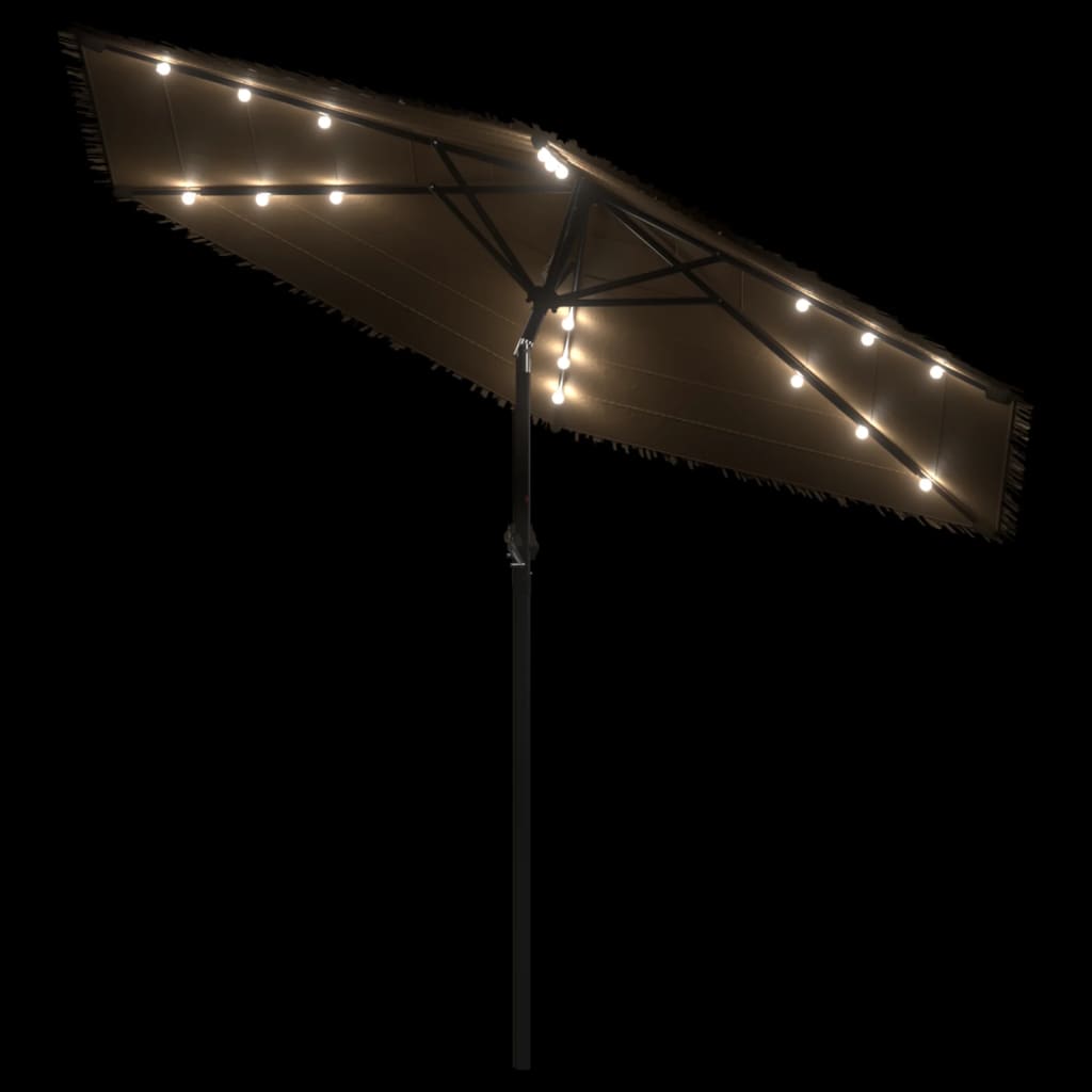 Parasol met LED's en stalen paal 268x268x226 cm bruin