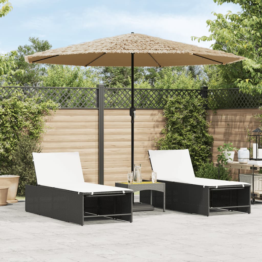 Parasol met LED's en stalen paal 324x324x247 cm bruin