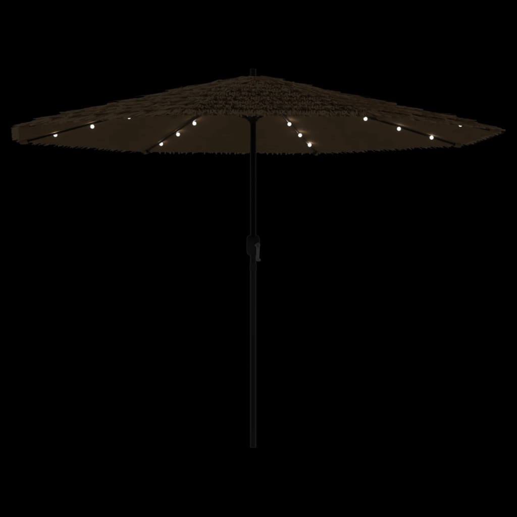 Parasol met LED's en stalen paal 388x388x248 cm bruin