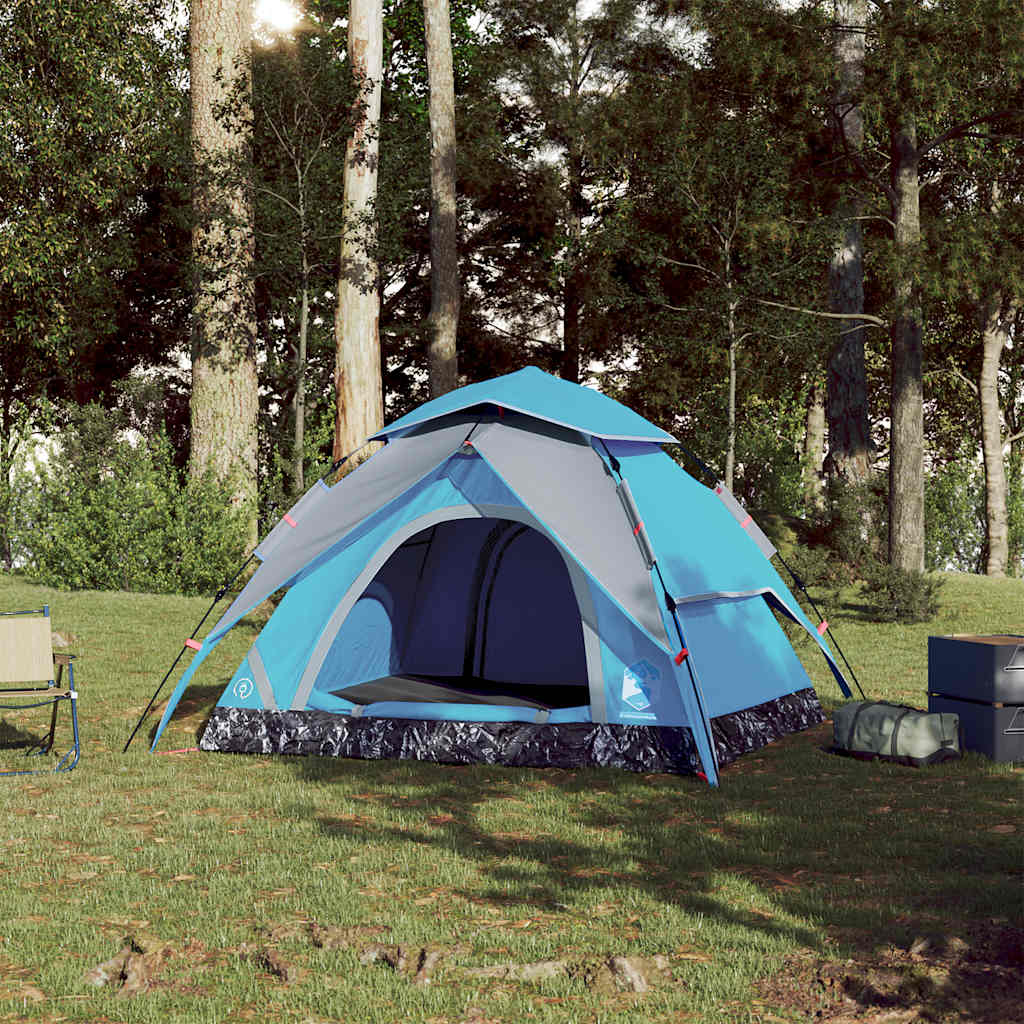 Koepeltent 4-persoons snelontgrendeling blauw