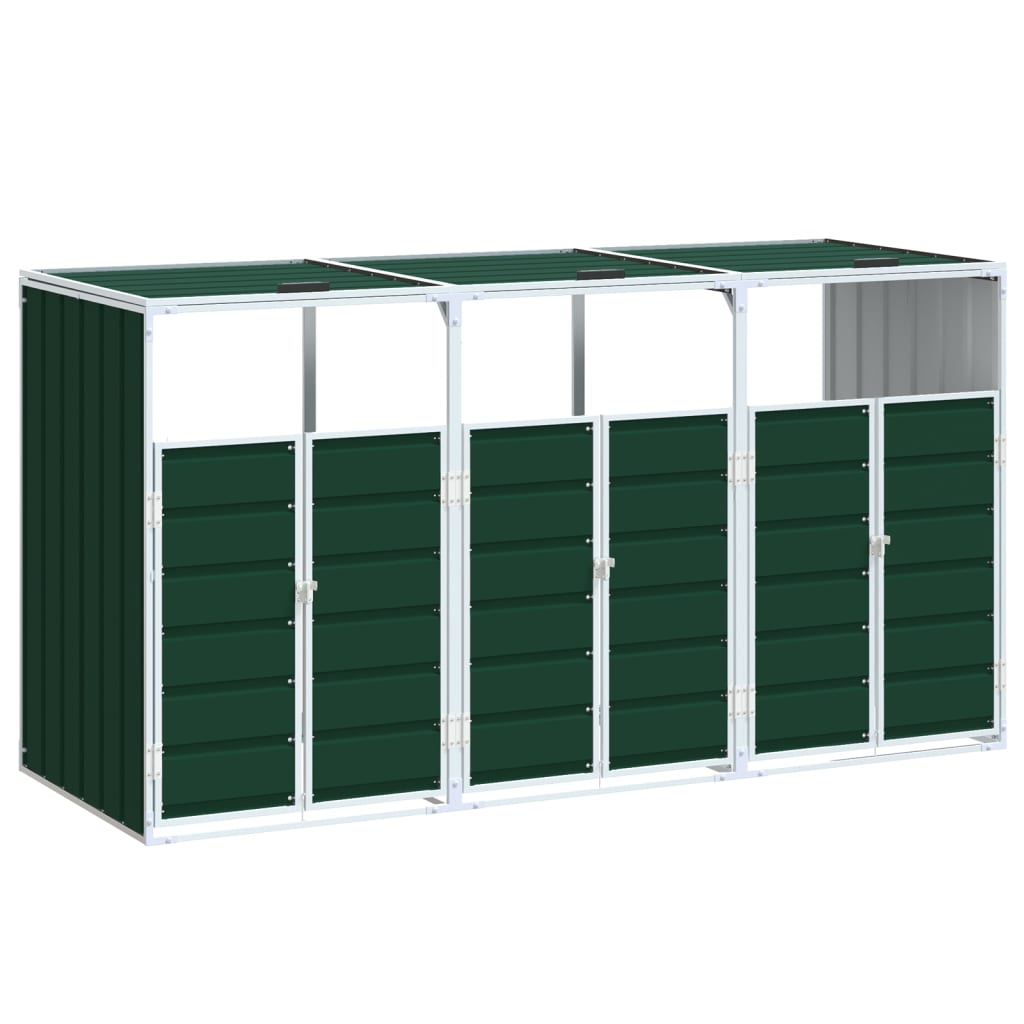 Containerberging voor 3 containers 216x81x115 cm staal groen