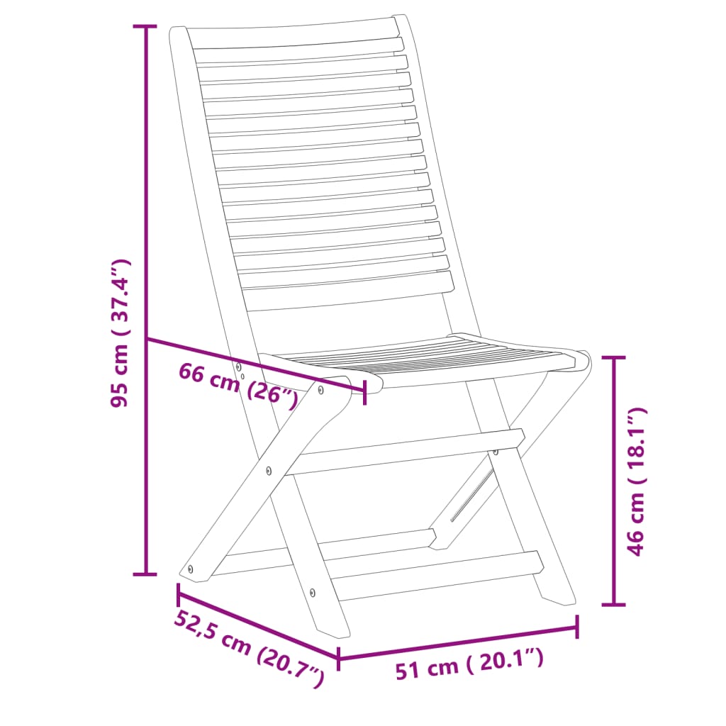 Tuinstoelen 6 st inklapbaar 51x66x95 cm massief acaciahout