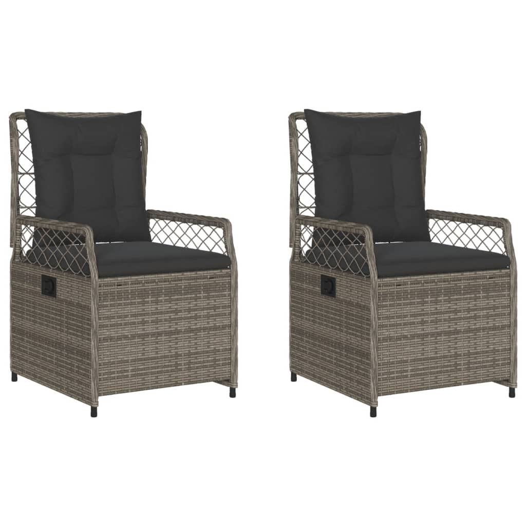 Tuinstoelen 2 st verstelbaar poly rattan grijs