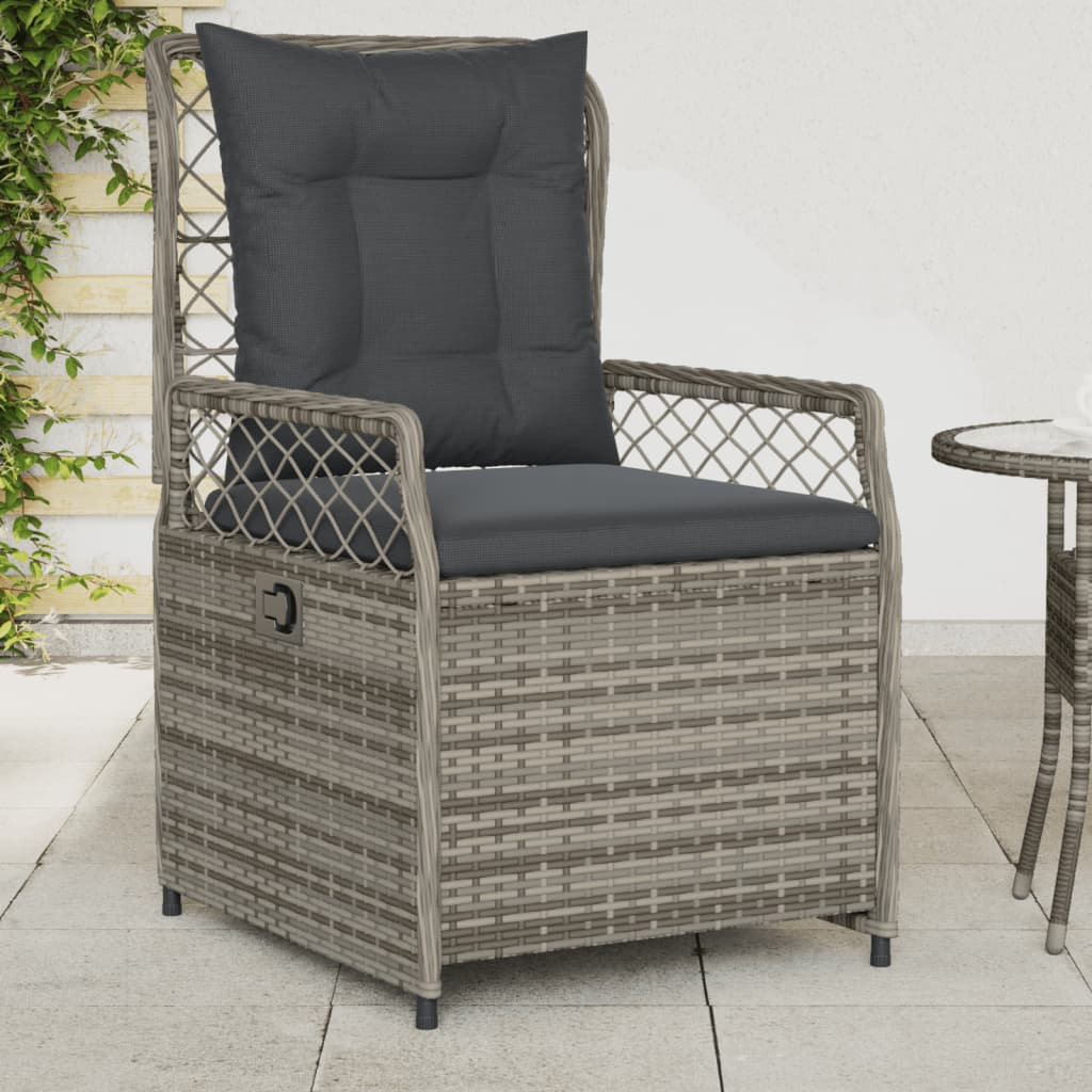 Tuinstoelen 2 st verstelbaar poly rattan grijs