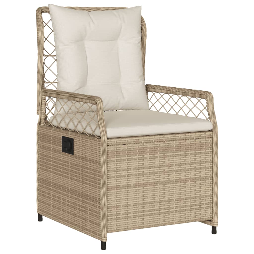 Tuinstoelen 2 st verstelbaar poly rattan beige