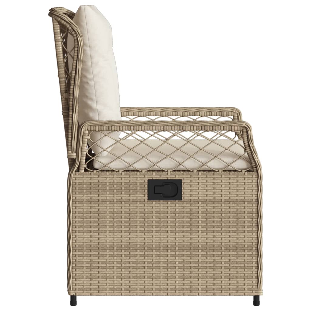 Tuinstoelen 2 st verstelbaar poly rattan beige