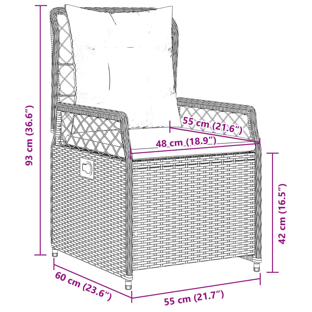 Tuinstoelen 2 st verstelbaar poly rattan beige