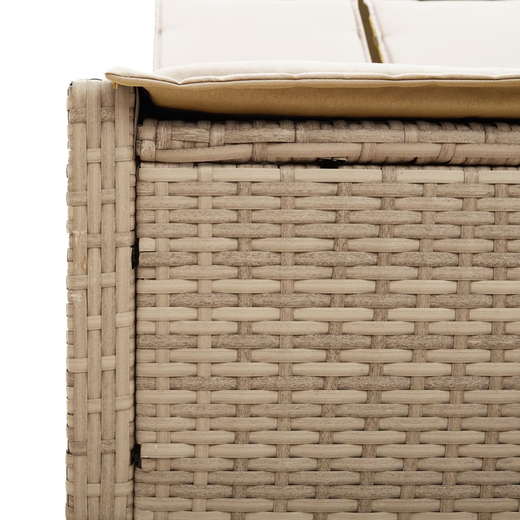 Ligbed 2-persoons met kussens poly rattan beige