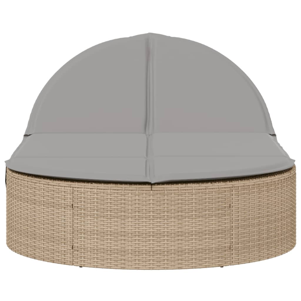 Ligbed 2-persoons met kussens poly rattan beige