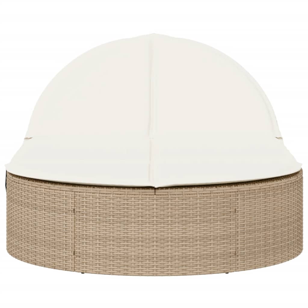 Ligbed 2-persoons met kussens poly rattan beige