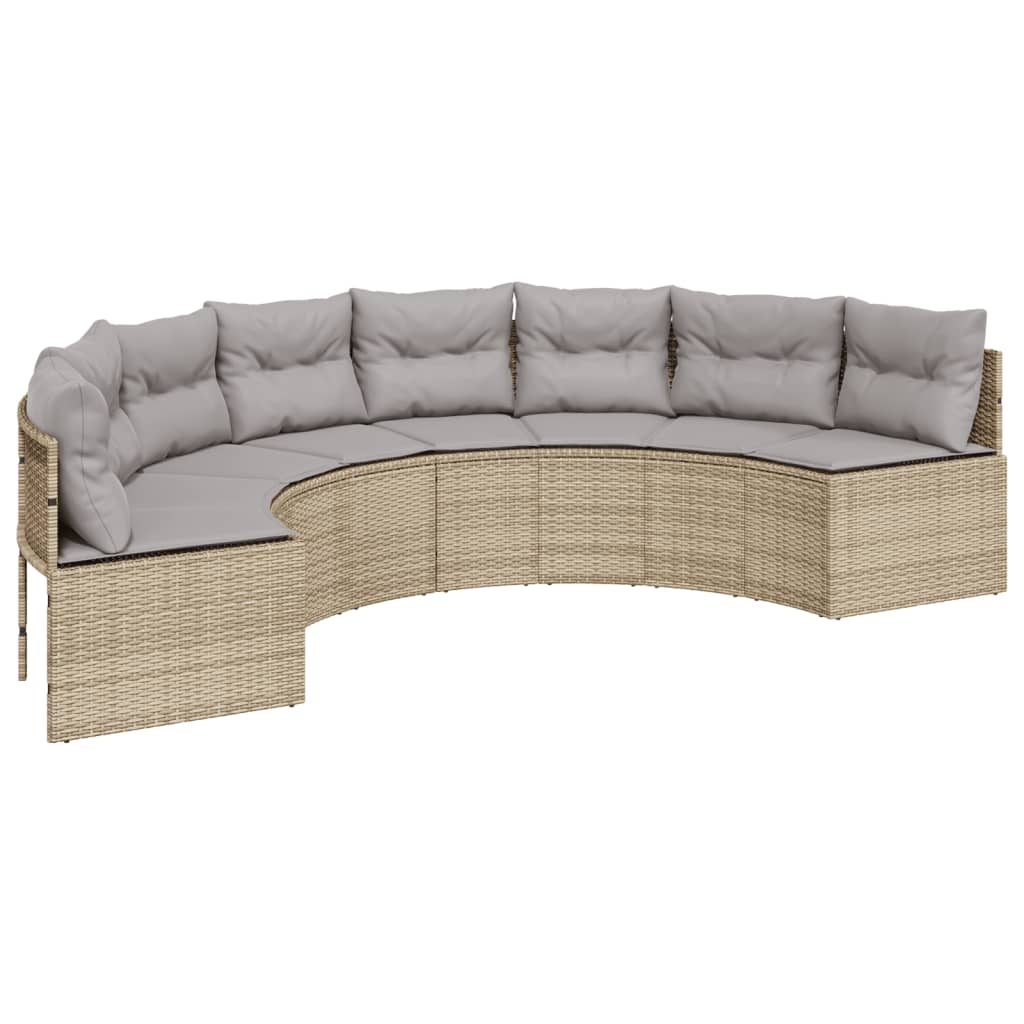 3-delige Loungeset halfrond poly rattan beige