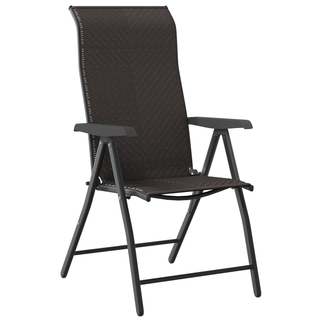 Tuinstoelen 4 st inklapbaar poly rattan zwarte koffiekleur