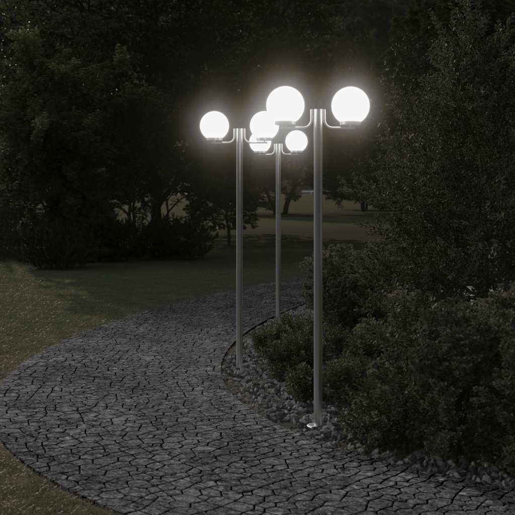 Buitenvloerlampen 3 st 215 cm roestvrij staal zilverkleurig