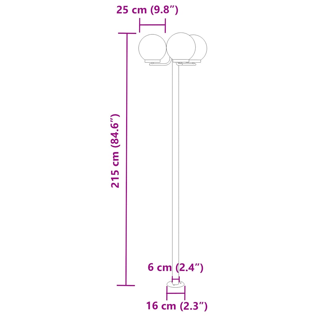 Vloerlamp voor buiten 3 st 215 cm roestvrij staal zilverkleurig