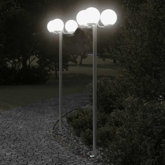 Vloerlamp voor buiten 3 st 215 cm roestvrij staal zilverkleurig