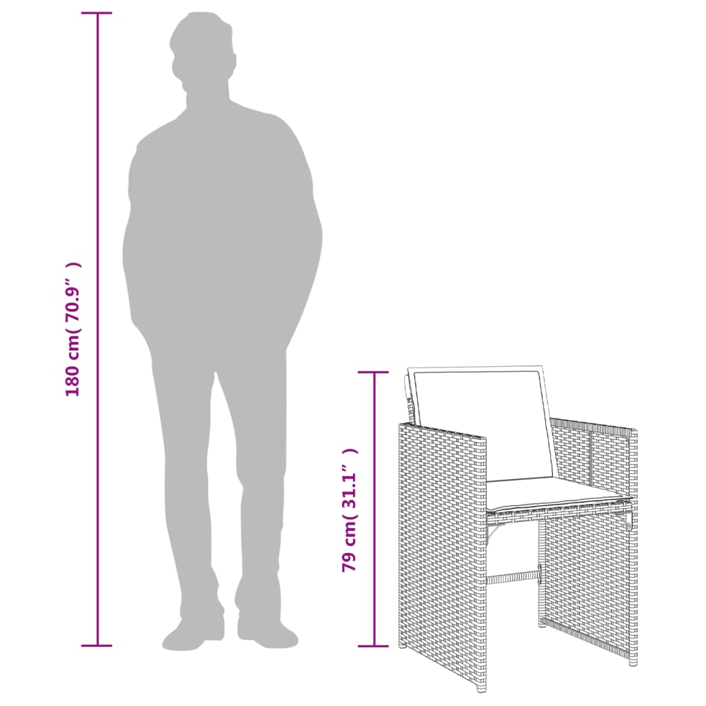 Tuinstoelen 4 st met kussens poly rattan grijs